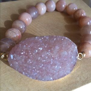 Fossil Corral and Druzy Bracelet